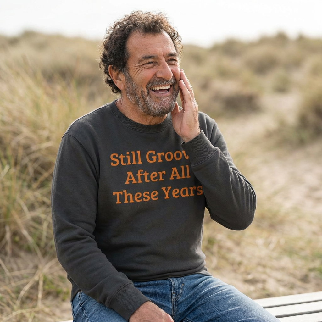 Unisex Crewneck Sweatshirt - Still Groovy and old enough to know better (on Back)