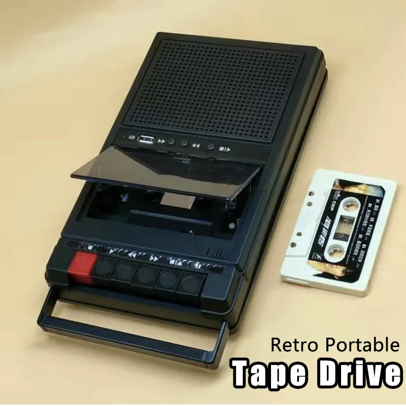 Portable Cassette Tape Recorder Cassette Tape Deck with Built-in Bluetooth Speakers Multi-function Audio to Cassette Conversion