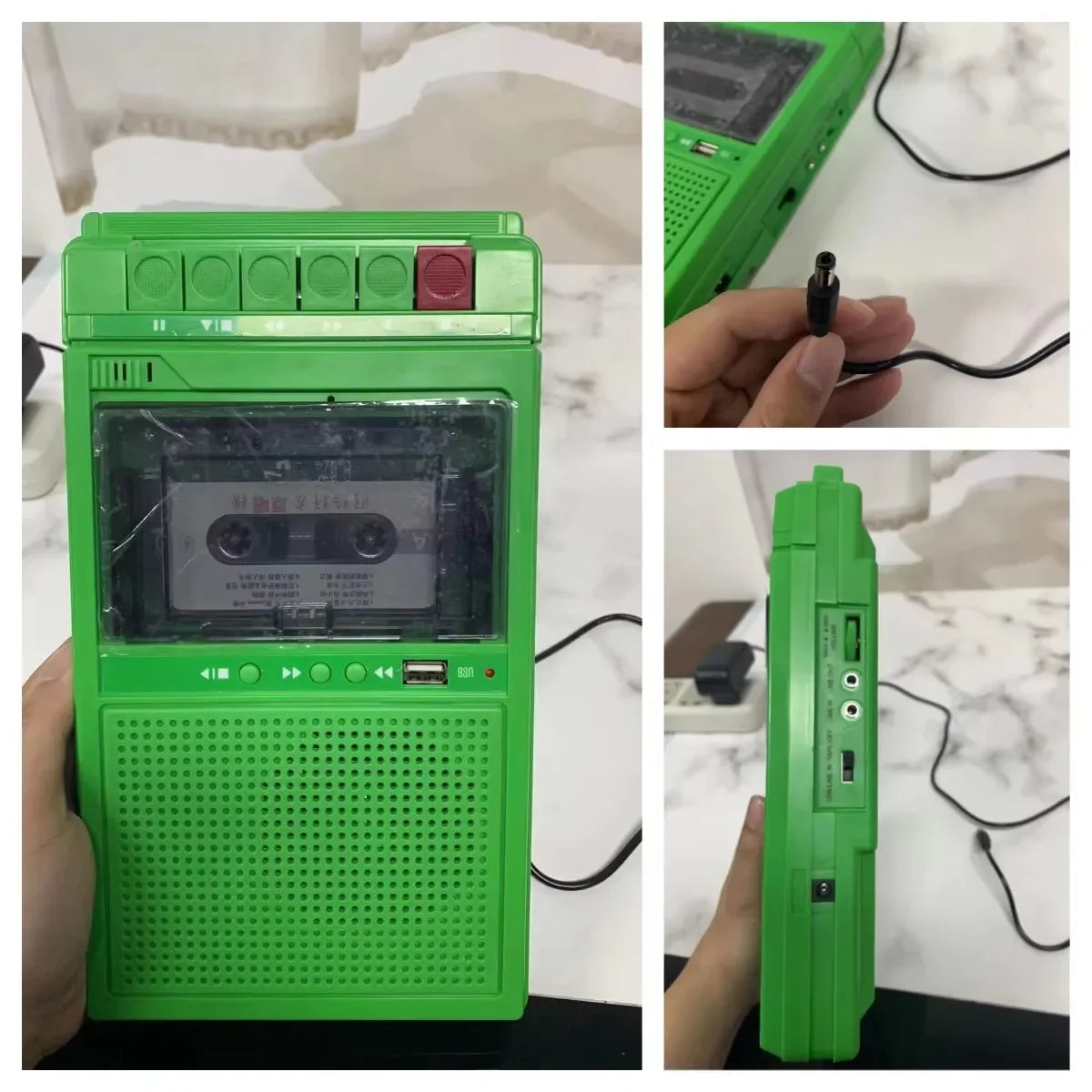 Portable Cassette Tape Recorder Cassette Tape Deck with Built-in Bluetooth Speakers Multi-function Audio to Cassette Conversion